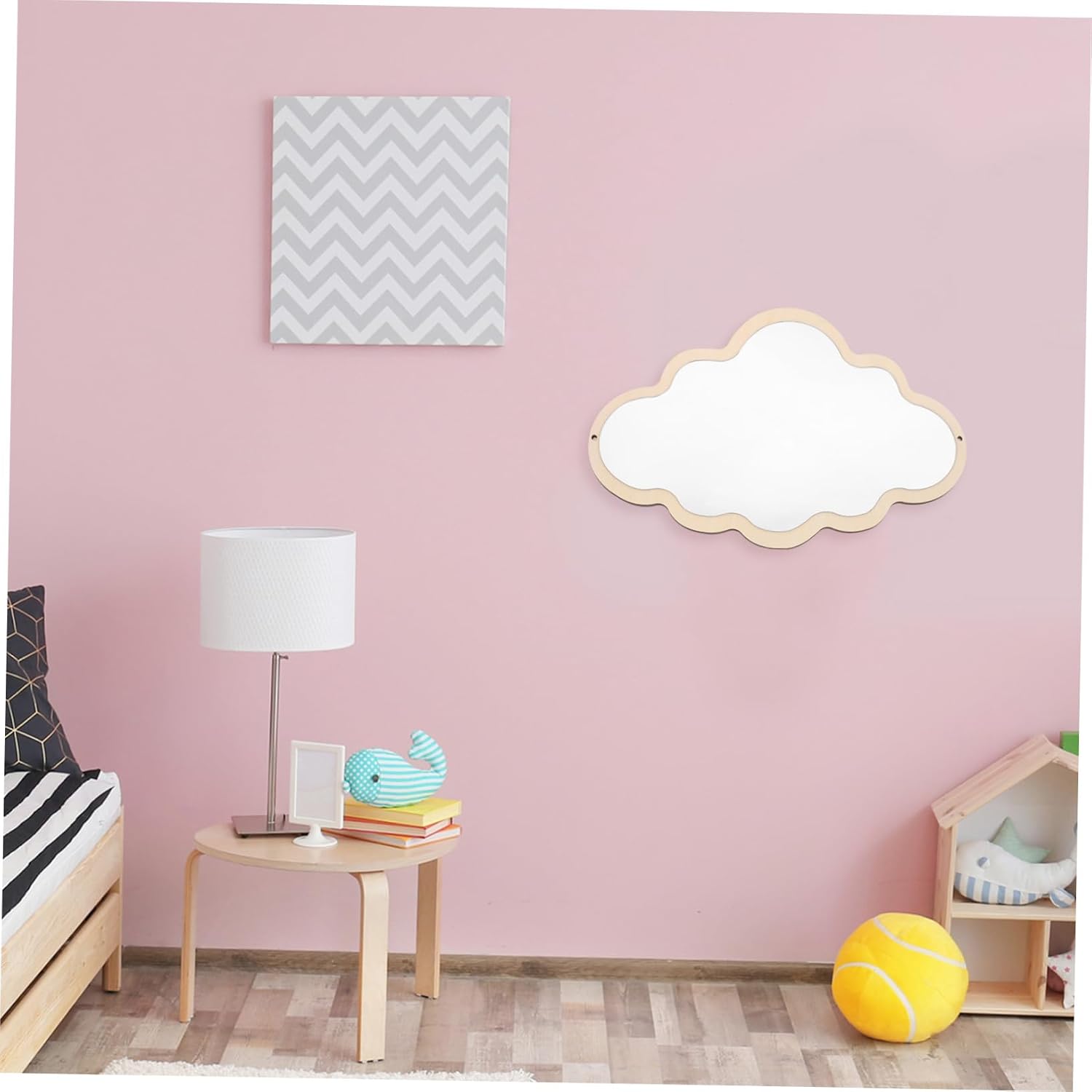 Didiseaon Nordic Style Safety Tabletop Mirror Decorative Wooden Craft for Nursery Fadeless Design with Non Slip Base for Home Decor and Playroom