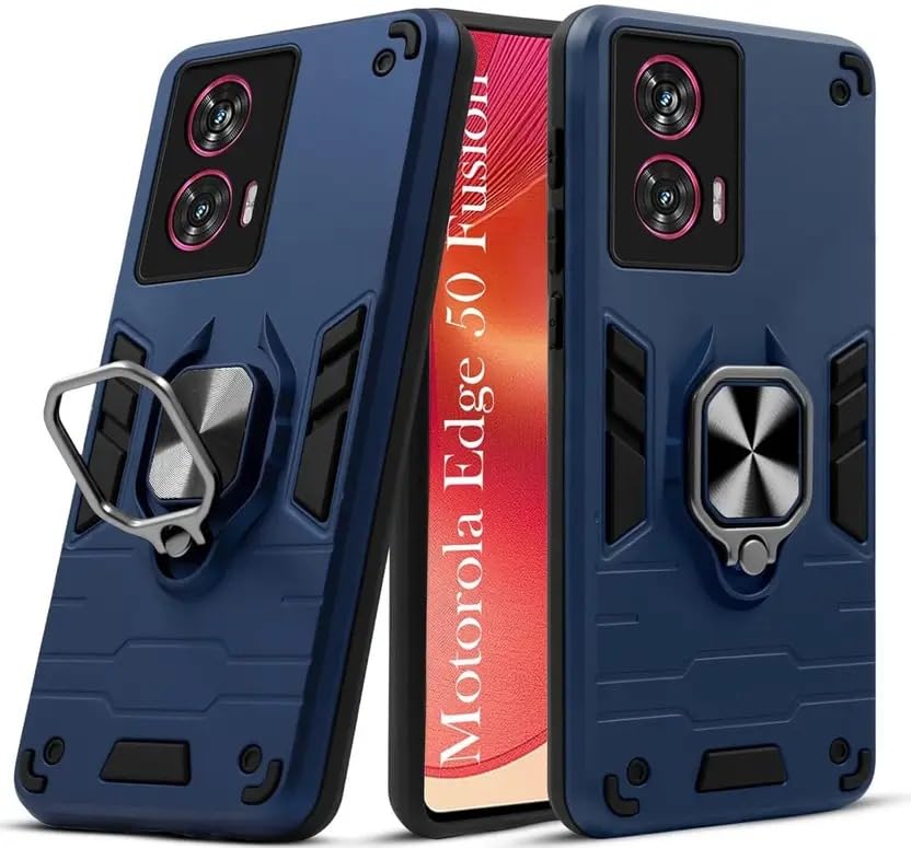 Image of AIBEX Armor Back Cover Compatible for Motorola G96 5G / Motorola Edge 50 Fusion 5G| Rugged Shockproof Case with Ring Holder & Kickstand | Military-Grade Protection | Magnetic Car Mount Compatible
