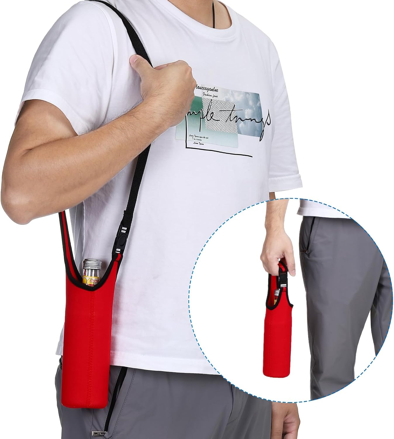 PATIKIL Water Bottle Sling Bag, Neoprene Portable Insulated Bottles Holder Carrier with Removable Adjustable Shoulder Straps