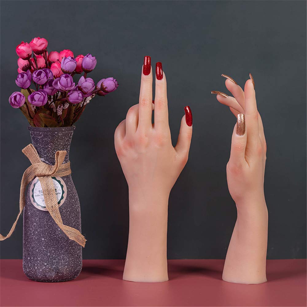 Modello di Mano in Silicone, Mani morbide Mani finte 1 Paio di Anelli di visualizzazione della Mano del manichino delle Donne realistiche in Silicone per Gioielli Nail Art Manicure a Mano Deco