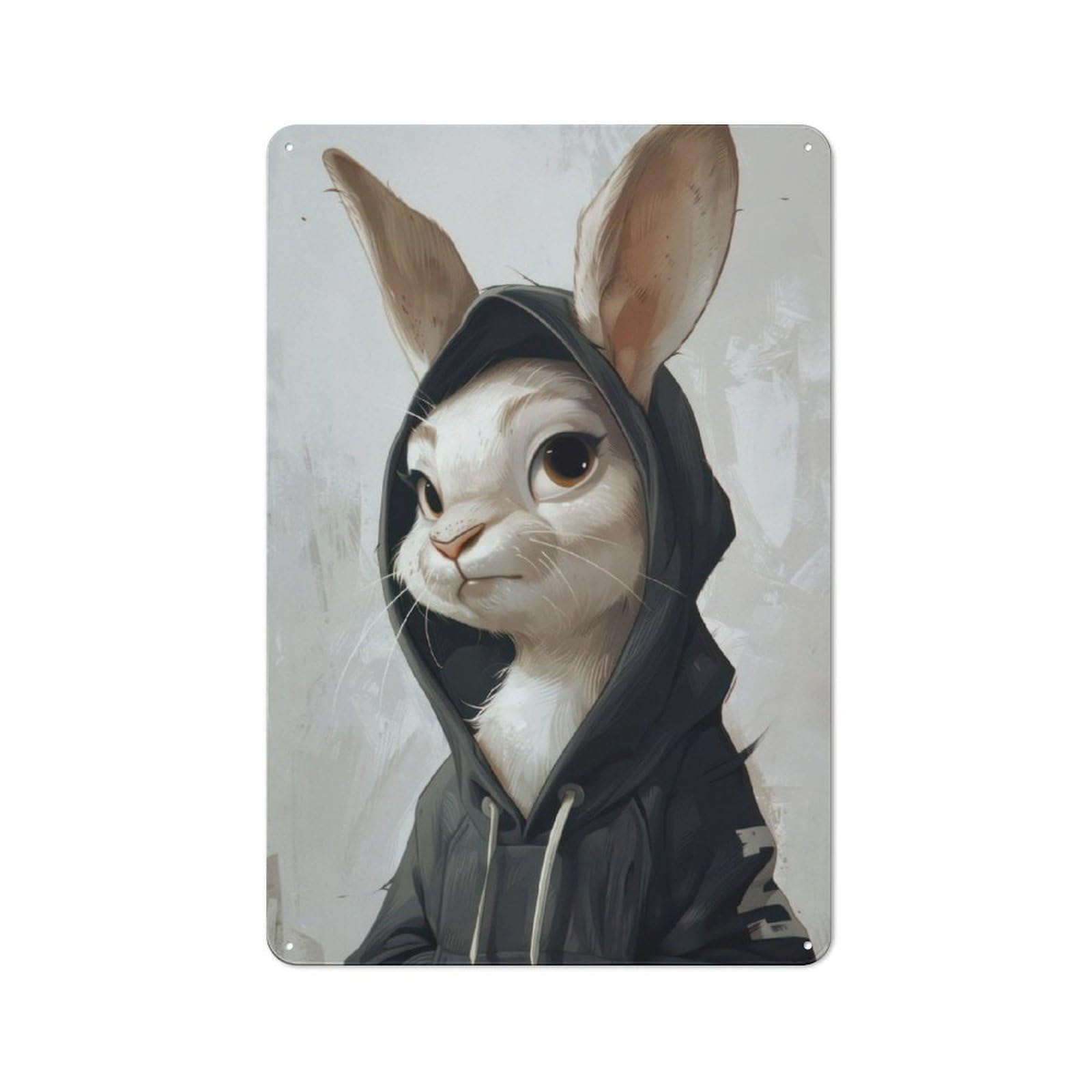 Hoodie Hare Vintage Metal Wall Decor 30x20cm, Vintage Metal Sign for Cafe, Bistro, Bakery Or Restaurant