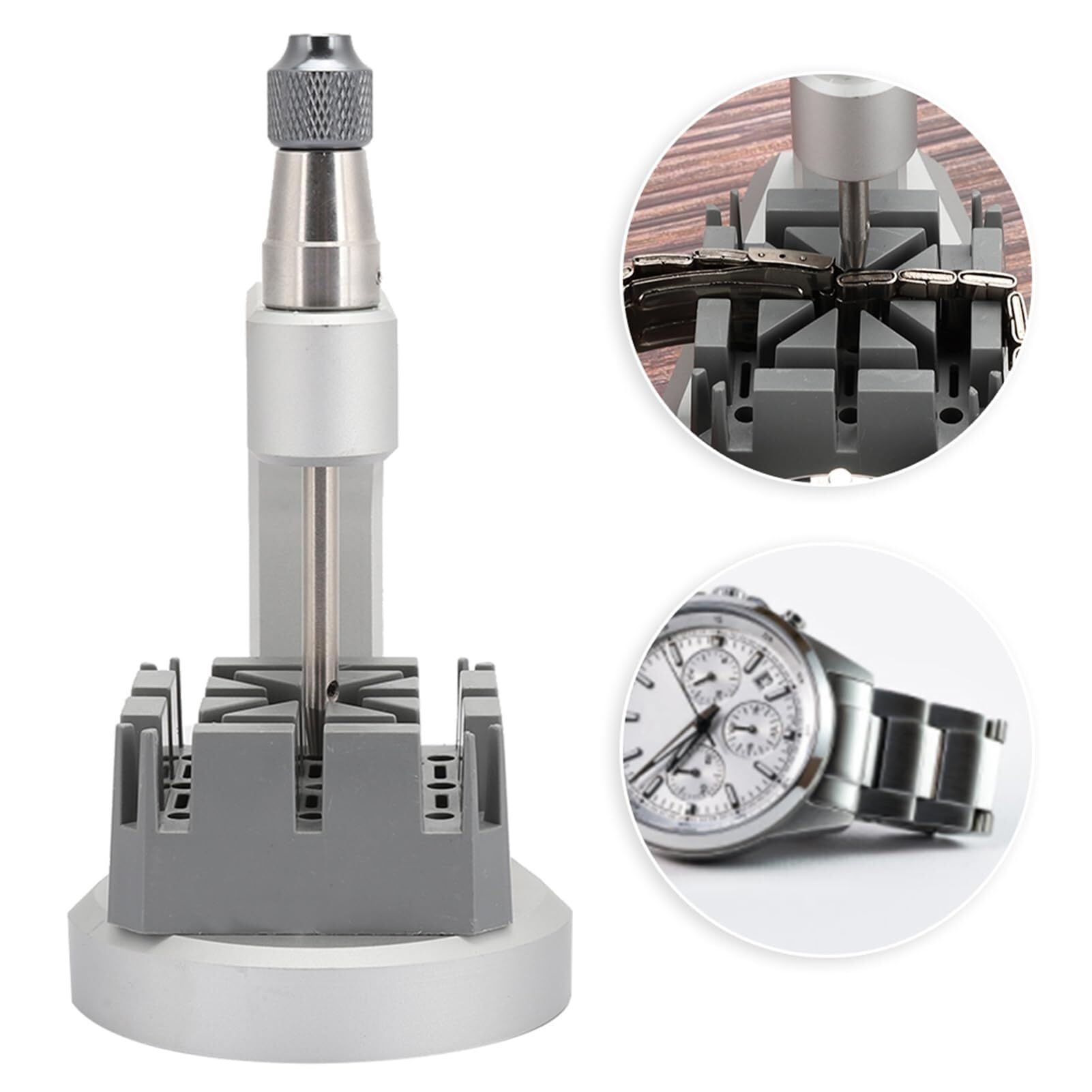 Herramienta Profesional para Quitar eslabones de Correa Reloj, Kit reparación Relojes con Base Aluminio para Ajustar Correas Metal en casa