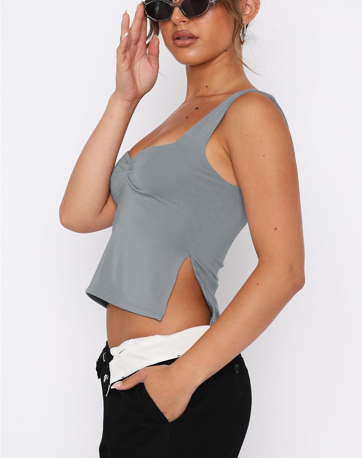 Balimtoy Women's Summer Trendy Going Out Tops Sleeveless Backless Sweetheart Neck Bustier Tank Top Sexy Y2K Crop Vest Cami - Image 5