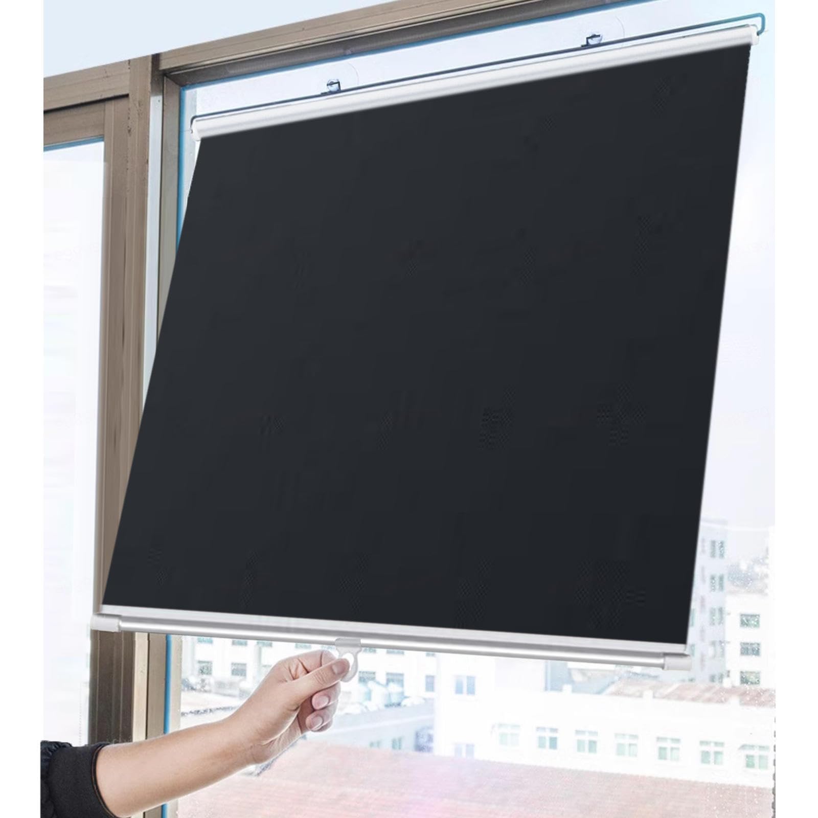 Sunshade Roller Blinds, Suction Cup Blackout Roller Shades, Thermal Window Roller Shades, Blackout Curtains 40/45/50/68/74cm, Temporary Blinds Without Drilling,black-74x140cm/29 * 55in