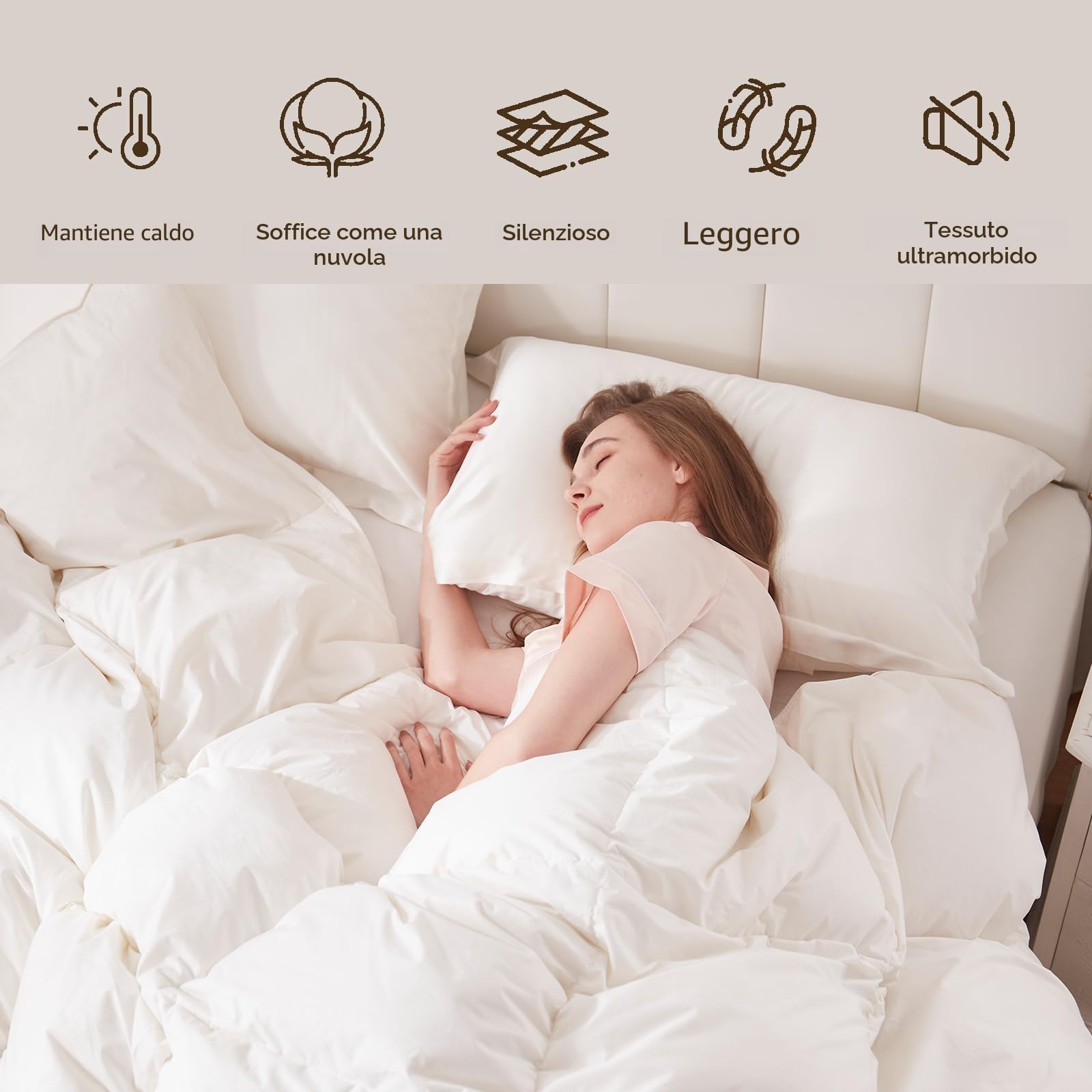 DWR Oeko-TEX Piumino d'oca 200x200 cm Caldo invernale 100% cotone biologico Piumino e piuma 2.000 g Bianco