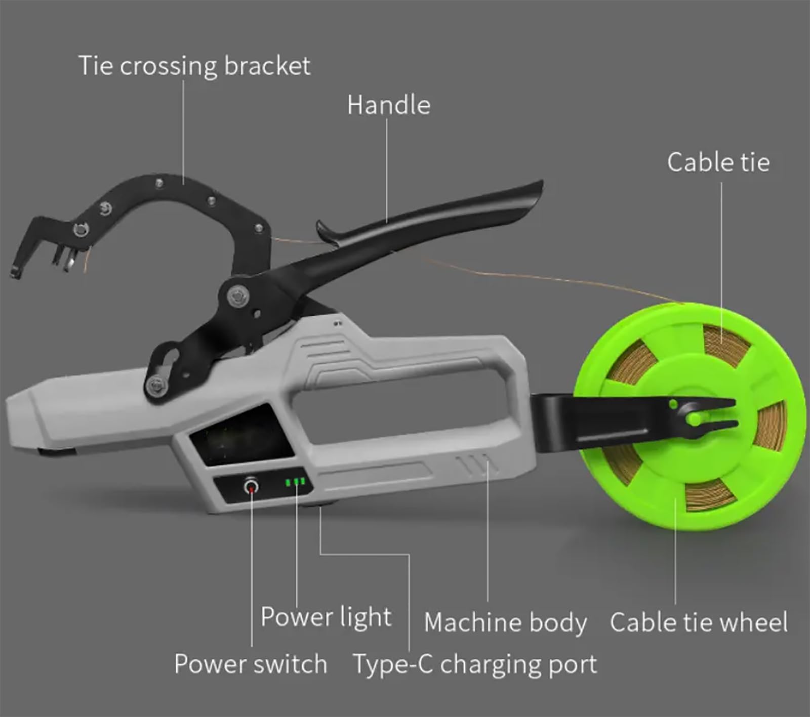 Atadora eléctrica de plantas, bobinado automático, nudo rápido para uvas, frambuesas, tomates