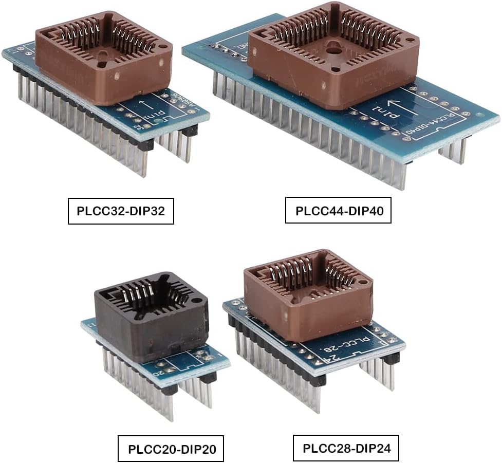 ASHATA 9 Piece Programmer Adapters Sockets Kit with 16 SOP16, 8 SOP8 to DIP8, PLCC44- DIP40, DIP SMD for TL866CS TL866A EZP2010 IC Extractor