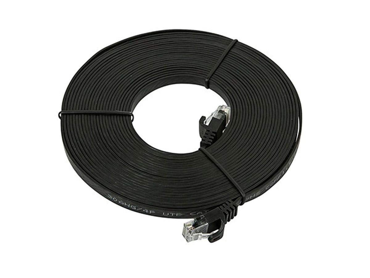 Cable de conexión plano negro Cat6 de 25 pies UTP 30AWG 550MHz de cobre puro sin enganches RJ45 Flexboot Series Ethernet Cable 2