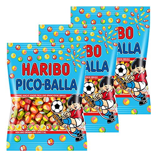 Haribo Pico-Balla Lot de 3 sachets de bonbons gélifiés au goût fruité Sachets de 175 g