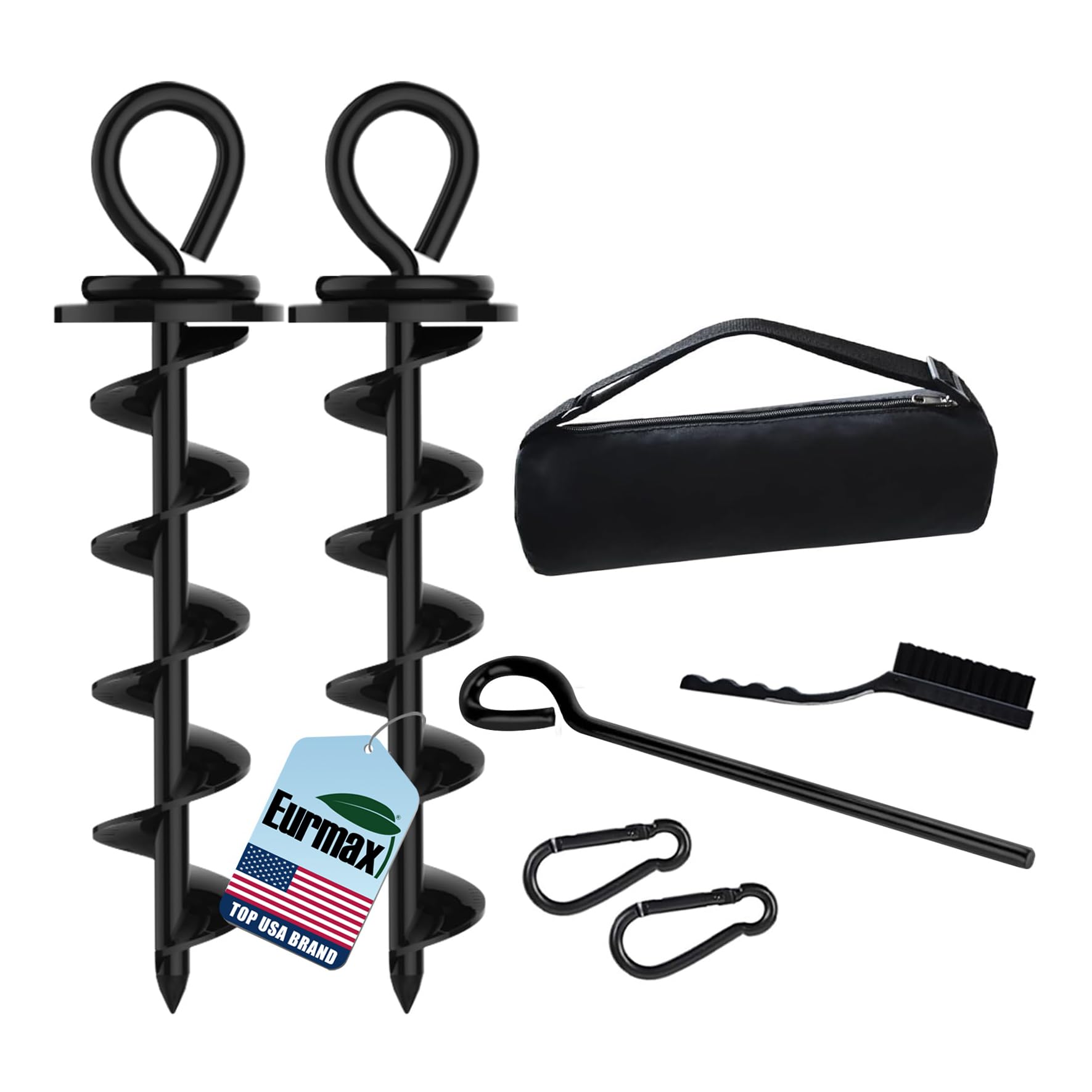 Eurmax USA 2-Pack Heavy Duty Dog Tie Out Stake, No-Tangle In Ground Anchor Runner for Large Dogs up to 210 Lbs - Perfect for Yard, Beach and Camping (Medium,Black)