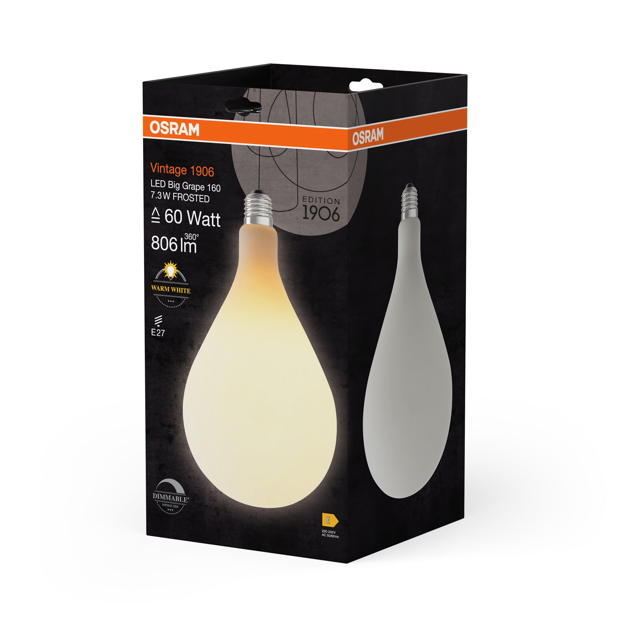 OSRAM Vintage 1906 Big Grape è una lampada dimmerabile con tecnologia LED | , LED Lamps, 160.00 Millimetres dia, , confezione da 1