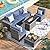 VONZOY 7 Piece Patio Furniture Set with Fire Pit Table, Outdoor Conversation Sets Wicker Rattan Sectional Sofa with Coffee Table, 4'' Thickened Cushion Navy Blue (Include Waterproof Cover)