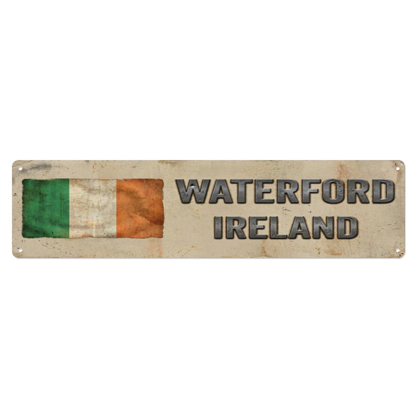 Okahys 4X16inch(10X40cm) Vintage Waterford Ireland Flag Decor Rustic Travel Metal Tin Sign