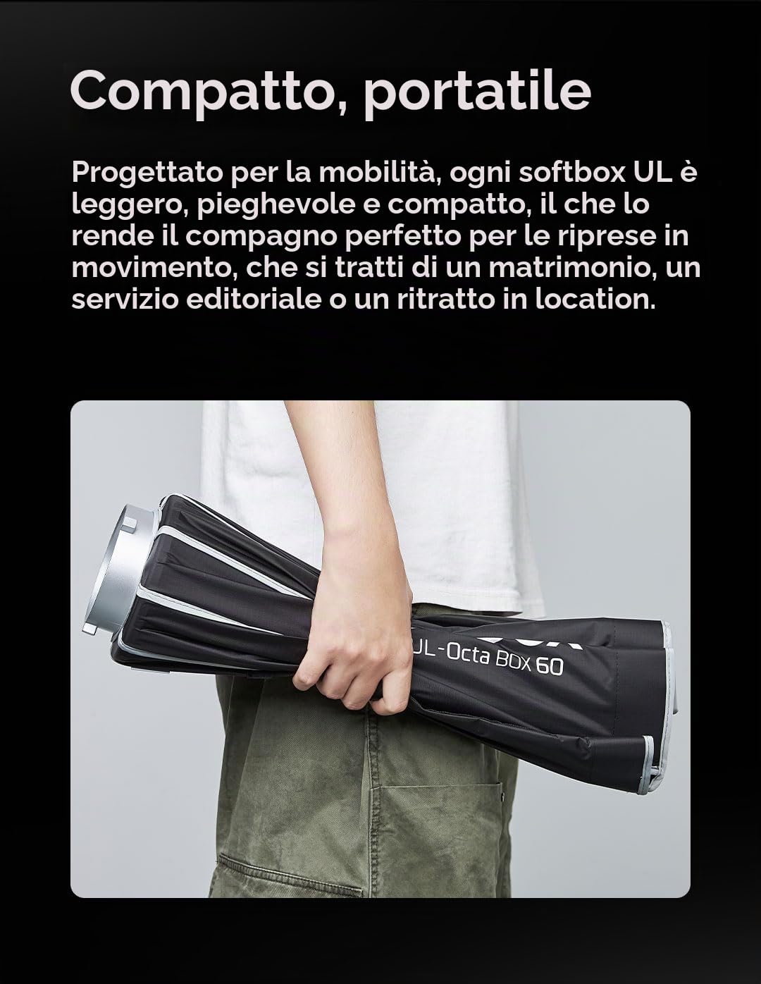 Godox Softbox UL-30x90 Strip 30x89,9 cm con supporto Bowens | Ombrello a sgancio rapido con griglia e deflettore per un controllo preciso della luce, ideale per illuminazione e fotografia