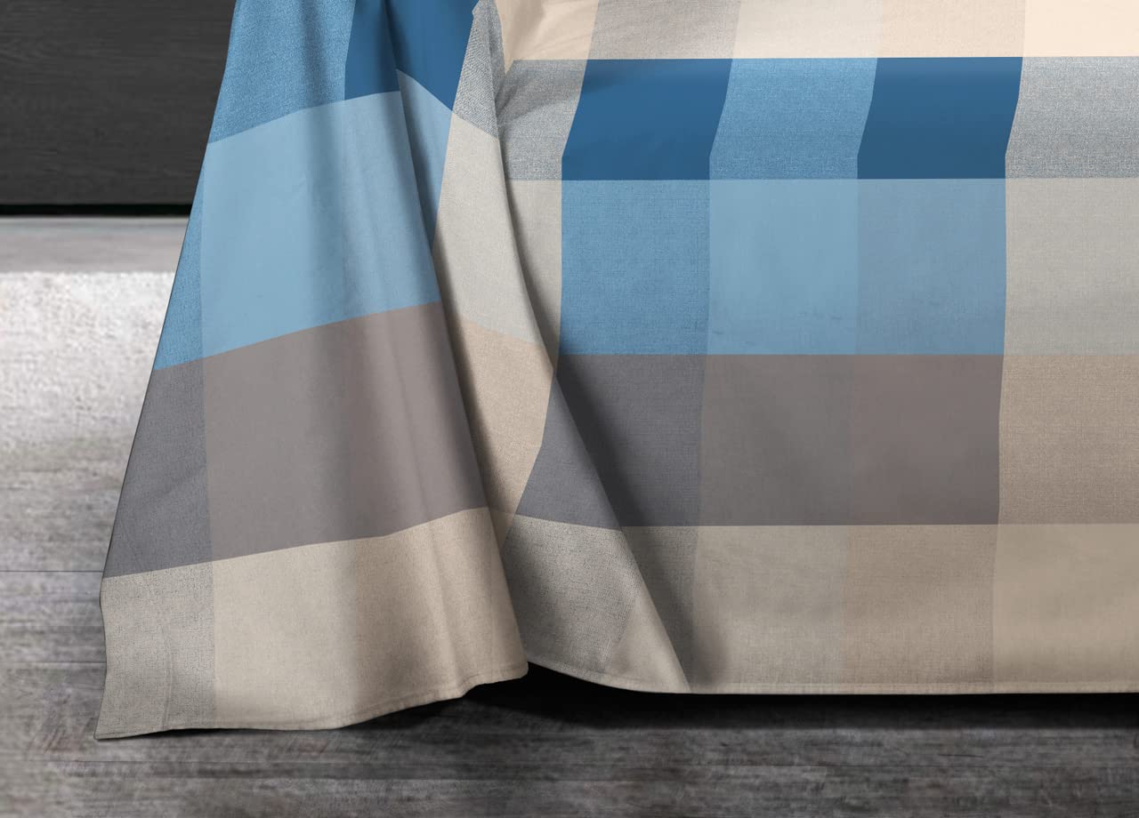 BIANCHERIAWEB Telo Arredo Granfoulard Copritutto Salvadivano 100% Cotone Disegno Scotland Matrimoniale Azzurro