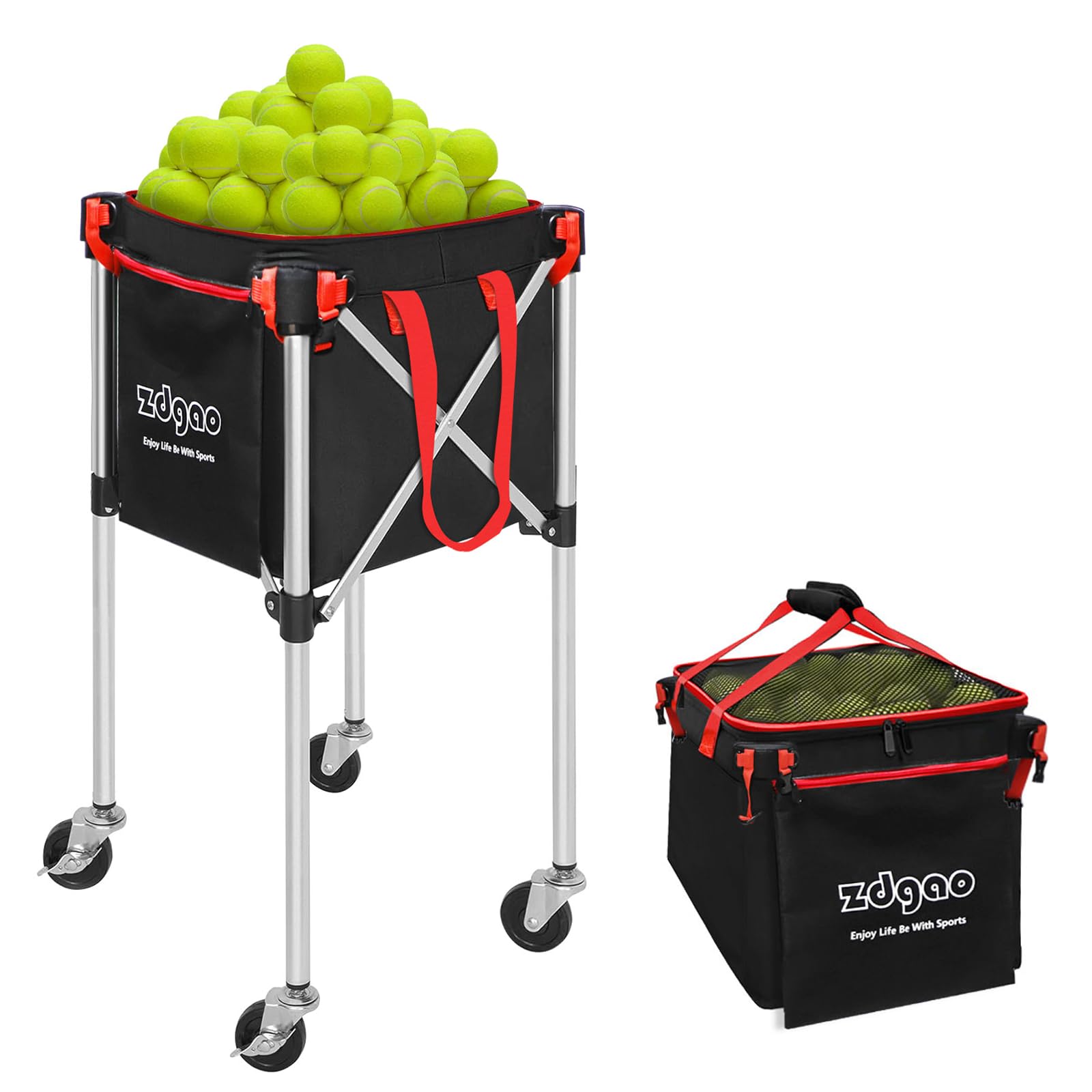 Pickleball Tennis Hopper–Foldable Cart Holds 180 Tennis/160 Pickleballs
