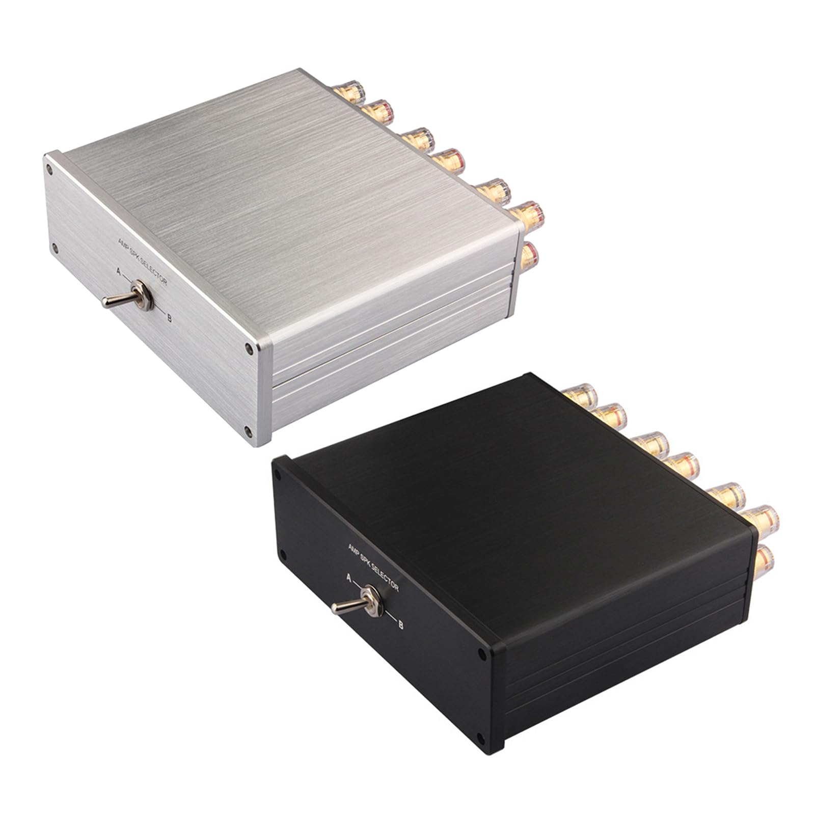 Caja de selectores de sonido 2 en 1 con terminales chapados en oro y construcción de metal para selección de fuentes, conmutador de grado de estudio