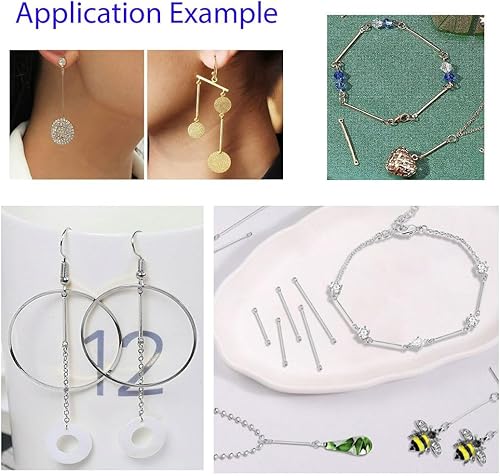 Miniatura 3 de Adabele - 200 piezas de barra de latón crudo con eslabones geométricos de componentes de 0.55 pulgadas, conector de 2 agujeros, sin