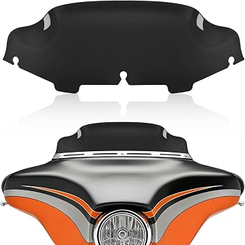 Black 6 Motorcycle Wave Windshield Windscreen Compatible for 1996-2013 Harley Davidson Touring Street Glide Electra Glide Tri Glide FLHT FLHTK FLHTCU FLHTCUTG