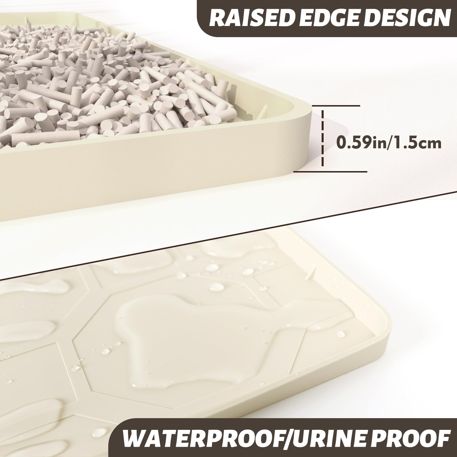 Tappetino per lettiera per gatti 86 x 56 cm, grande tappetino in silicone per trattenere la lettiera e controllarne la dispersione, impermeabile e facile da pulire