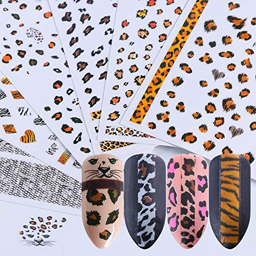 Artlalic 6 unidades Nail Leopard Snake Print Pegatinas para uñas, decoración de uñas, manicura, pegamento 3D, sexy, Polaco, accesorios F505-510 Cover