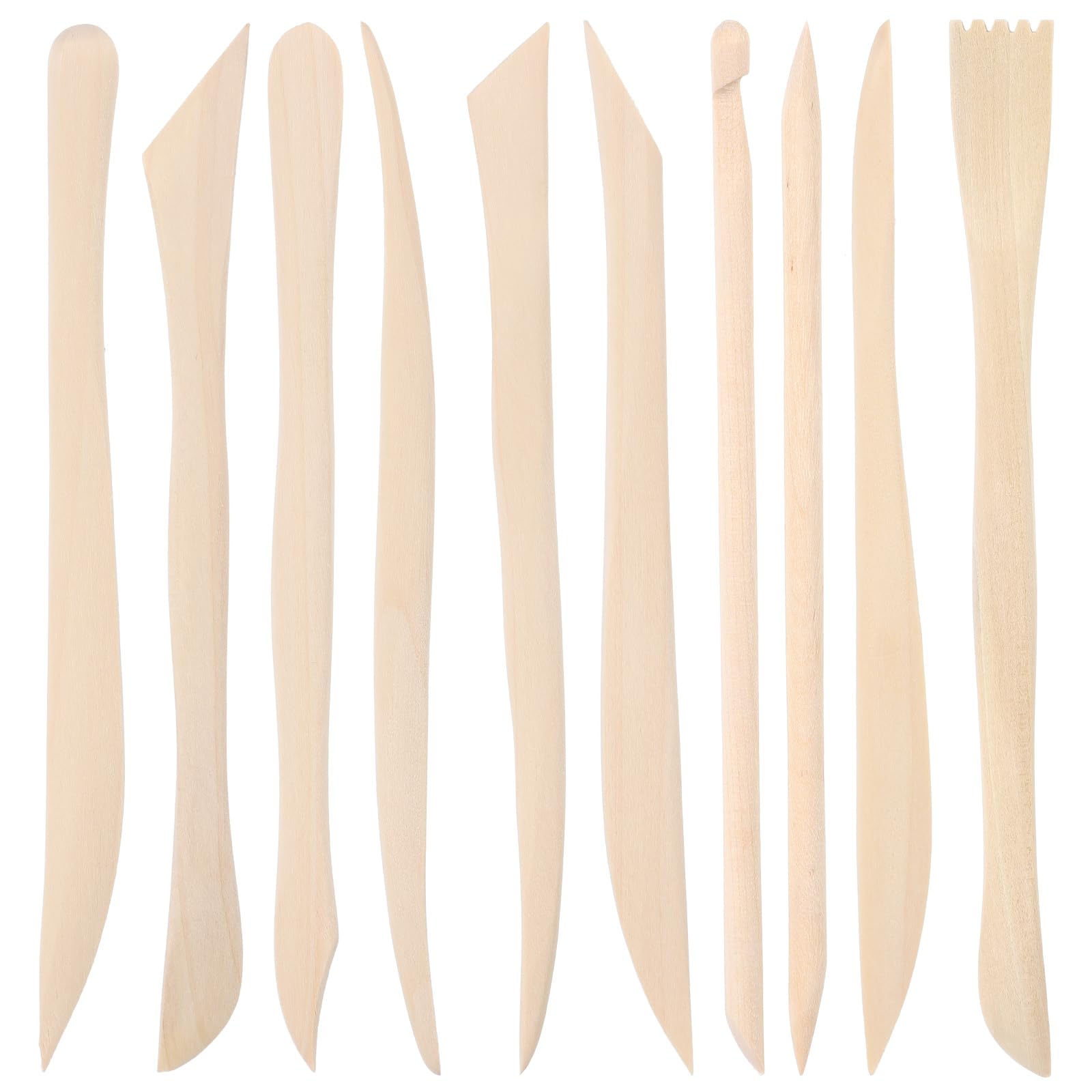 10Pcs Wooden Clay Sculpting Tools Double Ended Clay Modeling Tools 6.22 Inch Pottery Sculpting Tools for Cutting Soap Carving Smoothing Clay Supplies
