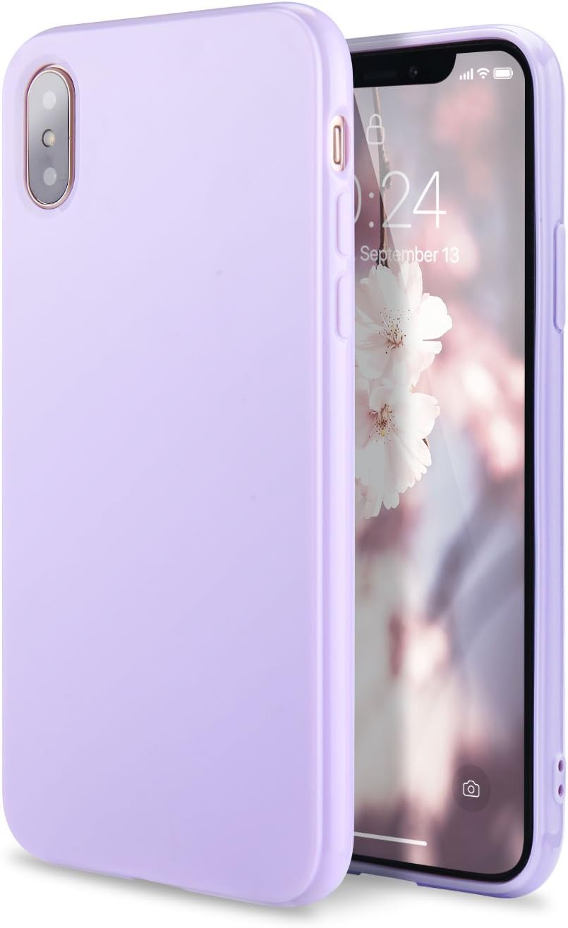 FGA iPhone Xs Case, iPhone X Case, Sugar Candy Cute Lightweight Shockproof Full Protective Slim Fit Solid Color Flexible Soft TPU Bumper Gel Case Cover Apple iPhone Xs, iPhone X(Lavender)