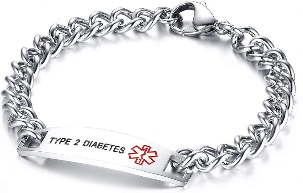 Amazon Co Jp Rockyu ブランド 人気 ブレスレット メンズ ステンレス プレート Type2 Diabetes 刻印 シルバー チタンチェーン 金属アレルギー対応 ファッション Amazon Co Jp Rockyu ブランド 人気 ブレスレット メンズ ステンレス プレート Type2 Diabetes 刻印 シルバー チタンチェーン 金属アレルギー対応 ファッション