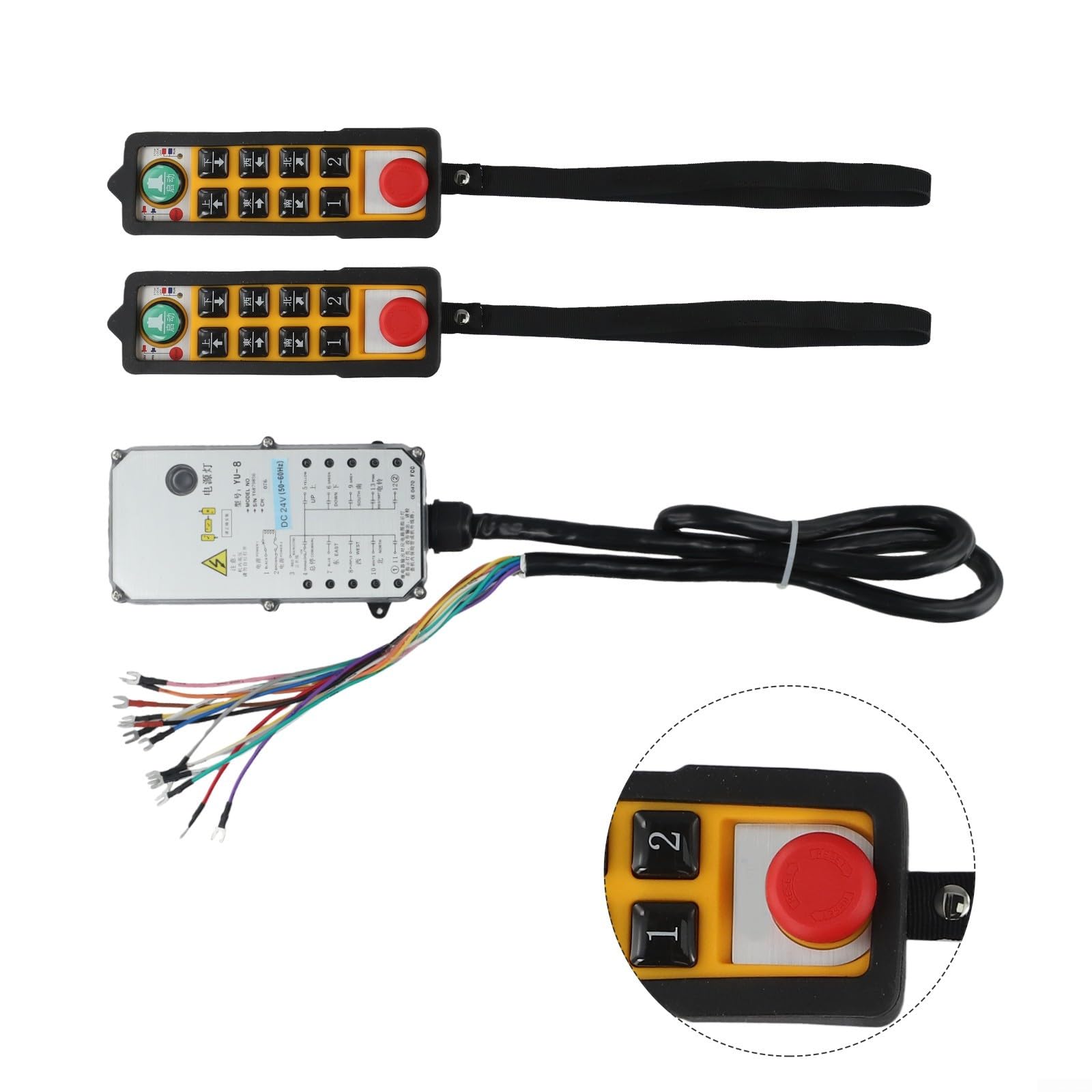 /YU-8+/ Telecomando industriale per gru elettrica di sollevamento, /800MHz/Controller di sollevamento wireless con arresto, olio e acido resistente per macchine minerarie del trasportatore