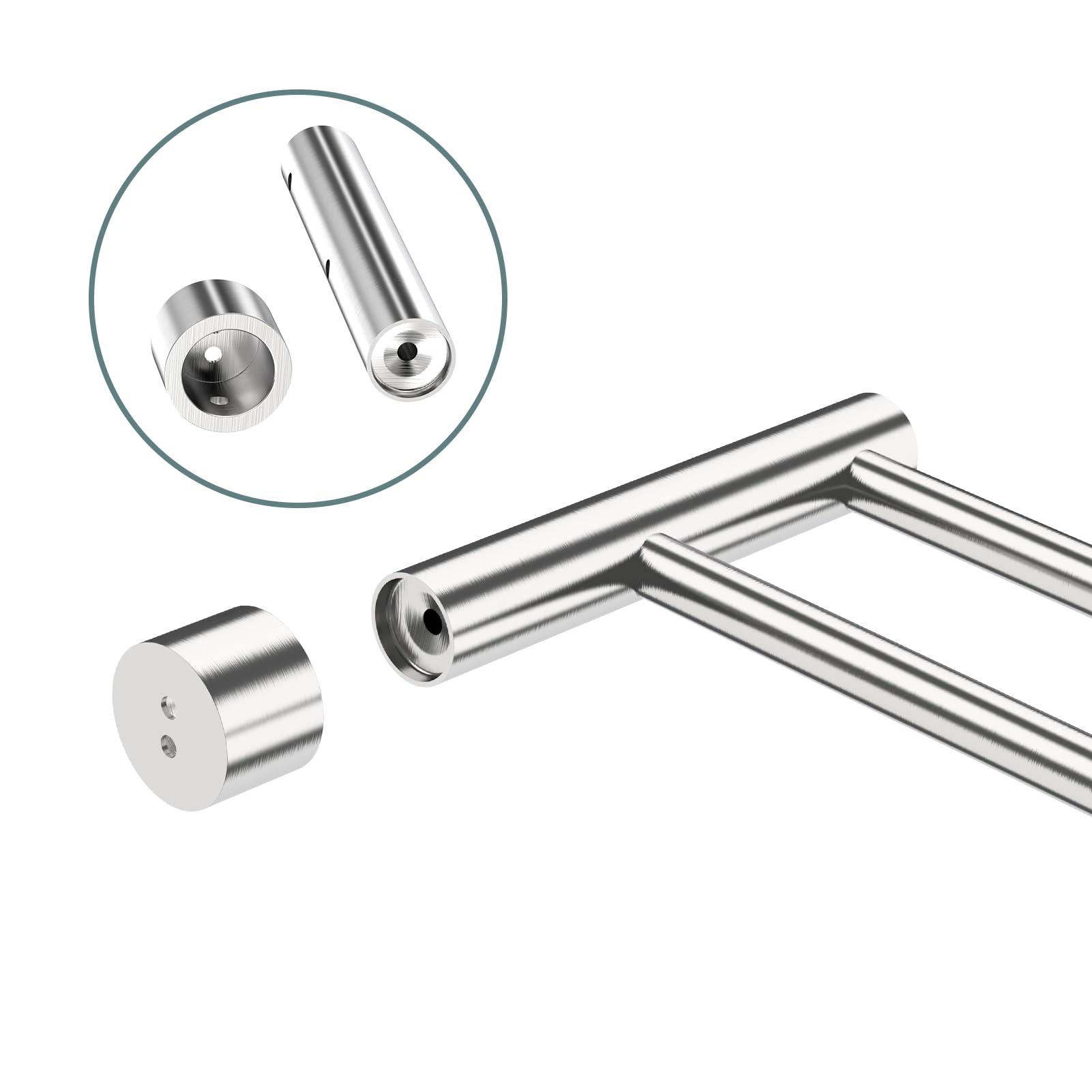 Toalleros de Baño con Taladro, Toallero de Baño Doble de Acero Inoxidable 304 Cepillado, Barra de Dos Brazos, Instalación de Taladro, Toallero para Pared de Ducha, Baño, Cocina - 80 cm, Plata