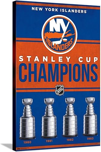 Trends International NHL New York Islanders - Póster de pared de Champions 23, 22.37 x 34.00 pulgadas, lienzo estirado