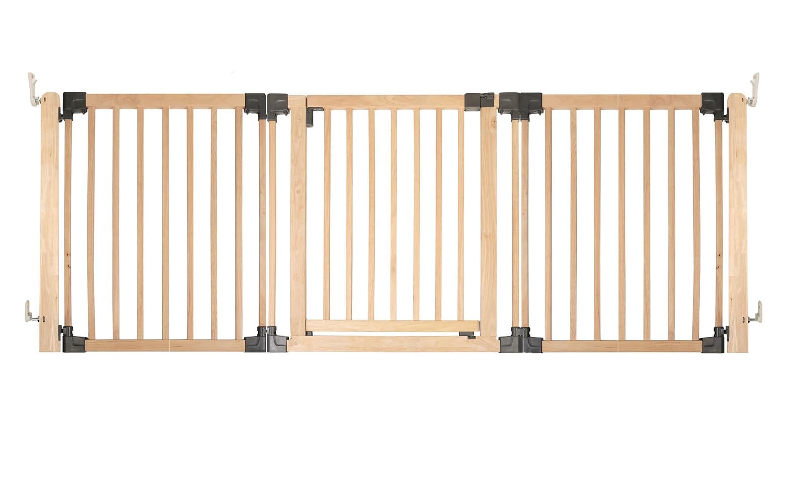 Safetots Wooden Multi Panel Room Divider, up to 216cm, Natural Wood, 76cm Tall, Multi Panel Flexible Room Barrier, Room Divider with Door for Baby and Toddler, Easy Installation