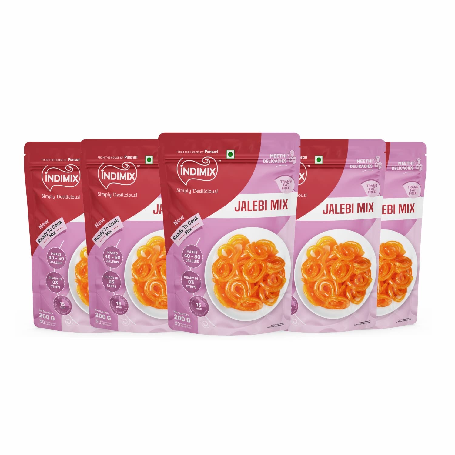 INDIMIX Instant Jalebi Mix 1 Kg (Pack of 5) Pure Veg, 20-Minute Traditional Indian Sweet Just Ready In 3 Steps (B0BMGDW6DC) Amazon Price History, Amazon Price Tracker