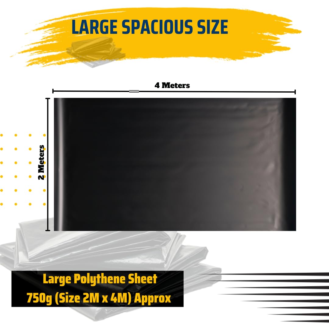CHESTAF 2M X 4M Black Plastic Sheeting Heavy Duty, 750G Thick Polythene Sheeting Garden Grow - Image 4