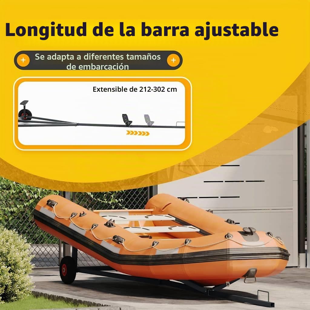 vidaXL Remolque para Barcos Plateado 302 x 107 x 42 cm Acero, Innovaciones para jardín y terraza, Remolque Exterior Duradero, transportador de Botes, Estructura de Acero
