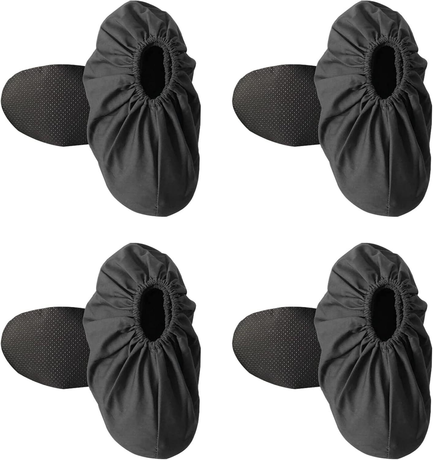 4 Pairs of Reusable Overshoes, Waterproof Cloth Shoe Covers, Nonslip