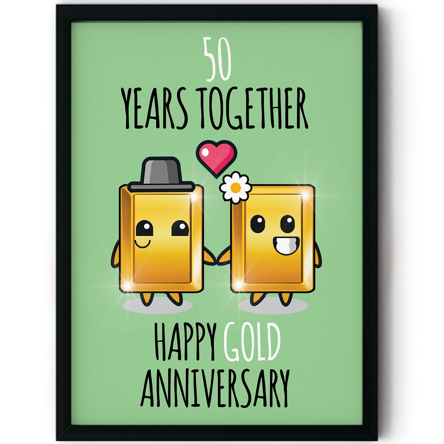 Stuff4 Women's 50 Th Anniversary Poster Framed - Years Together - Happy Th Wedding Anniversary Cute Gifts For Husband Wife Partner Companion, 8X10 Inch Anniversaries Posters