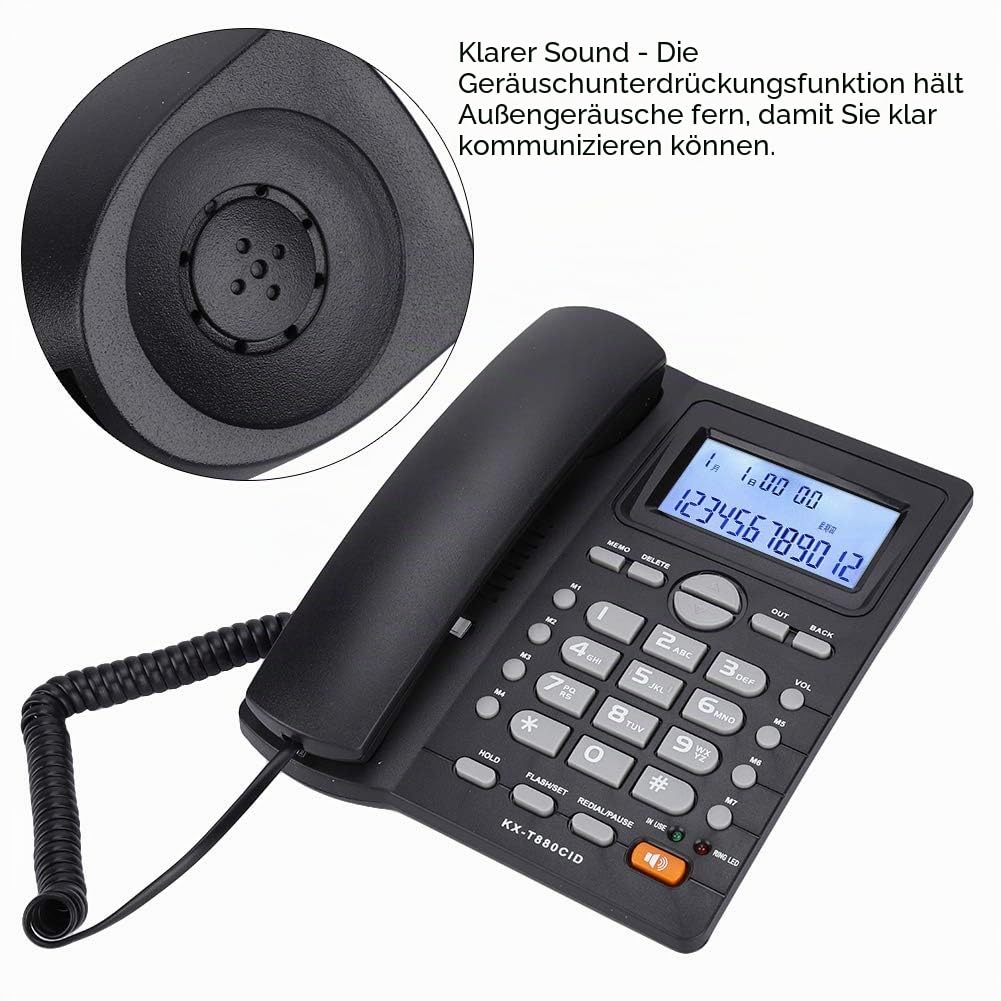Schnurgebundenes Telefon Dual Port Erweiterungsset mit Anrufer ID Anzeige und Freisprecheinrichtung, Klarem Ton, LCD Display, Großen Tasten, Geräuschunterdrückung, Echtzeitdatum