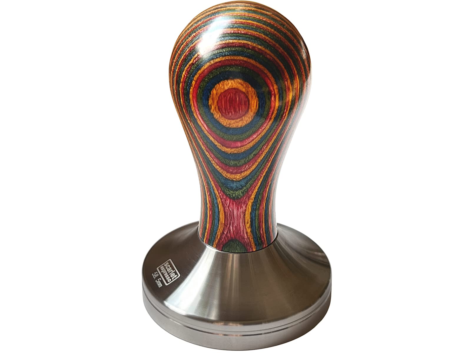 Tamper Per Espresso Colorato Scarlet - Pestone 58 Mm Con Manico In Legno E Base Lavabile In Lavastoviglie - 3