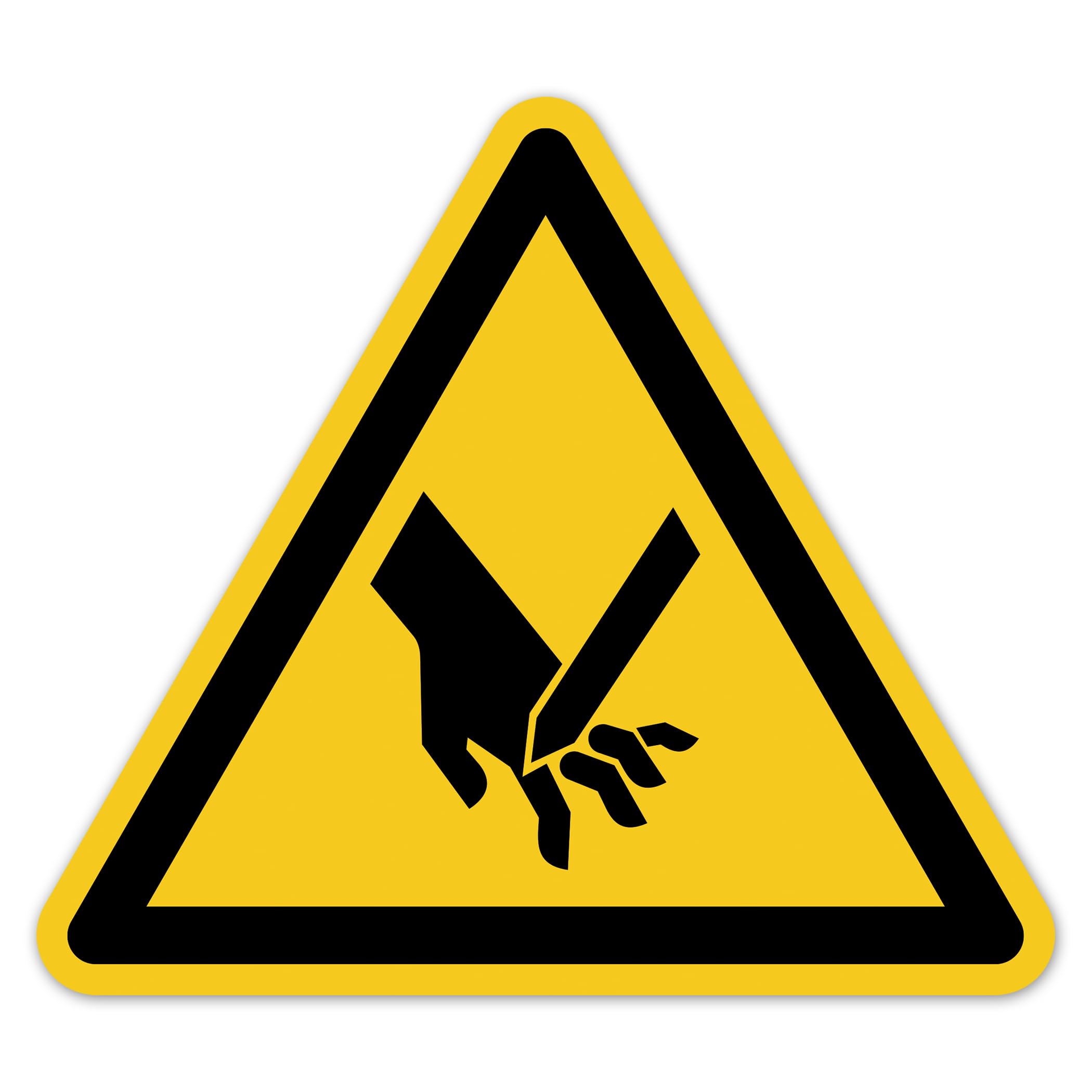 Señal de advertencia de peligro de corte, símbolo de advertencia según DIN EN ISO 7010, adhesivo de advertencia para máquinas, taller, industria LTI005 (100, 200 mm)
