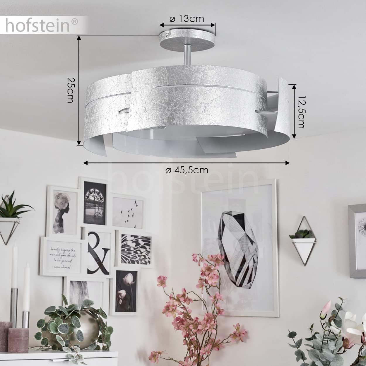 Diagram showing dimensions of the HOFSTEIN Novara ceiling light