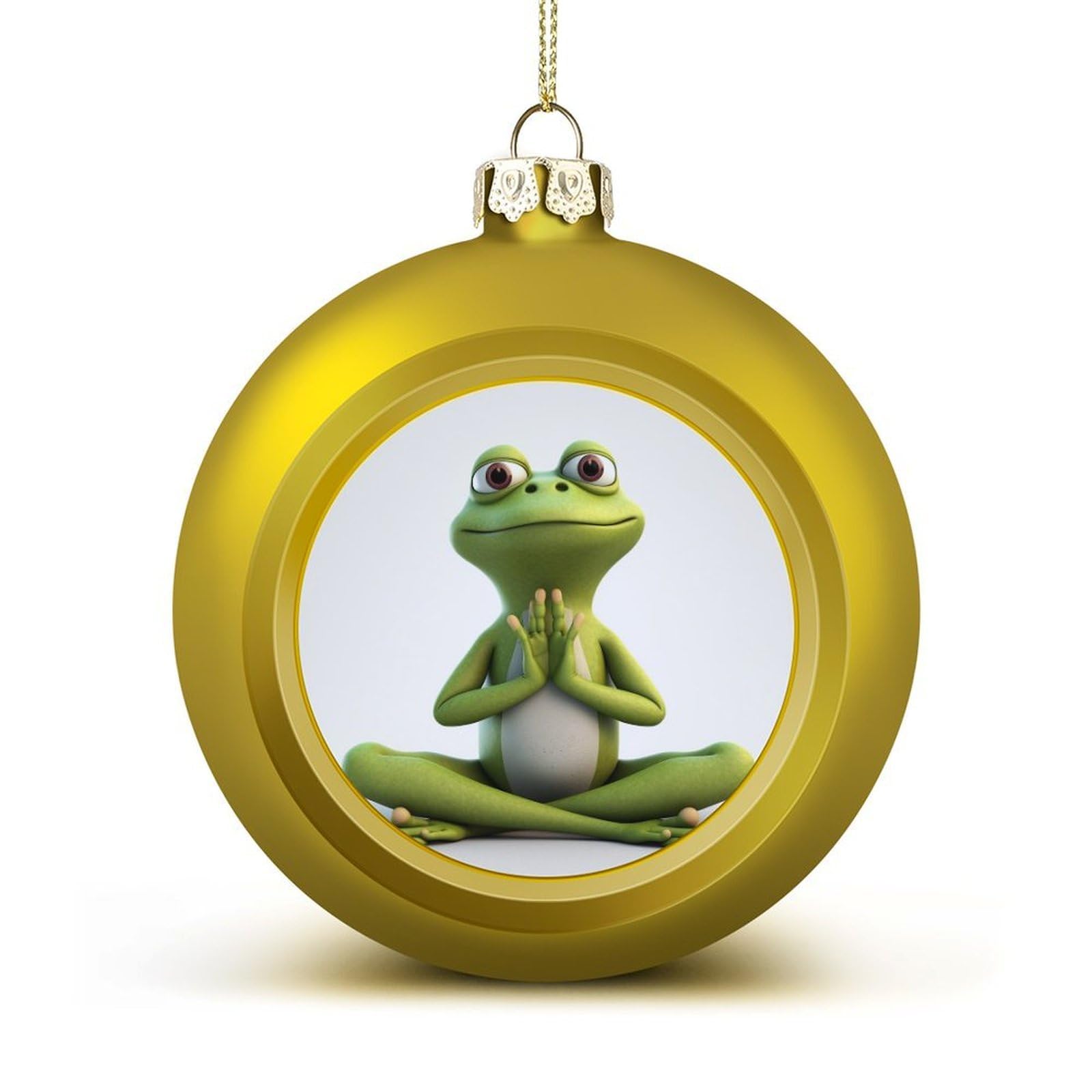 The Funny Frog Doing Yoga Christmas Balls Ornaments for Xmas Christmas Tree 1.6" Hanging Shatterproof Xmas Balls Hanging Decor Pendants for Holiday Party Outdoor Indoor DIY Craft Supplies