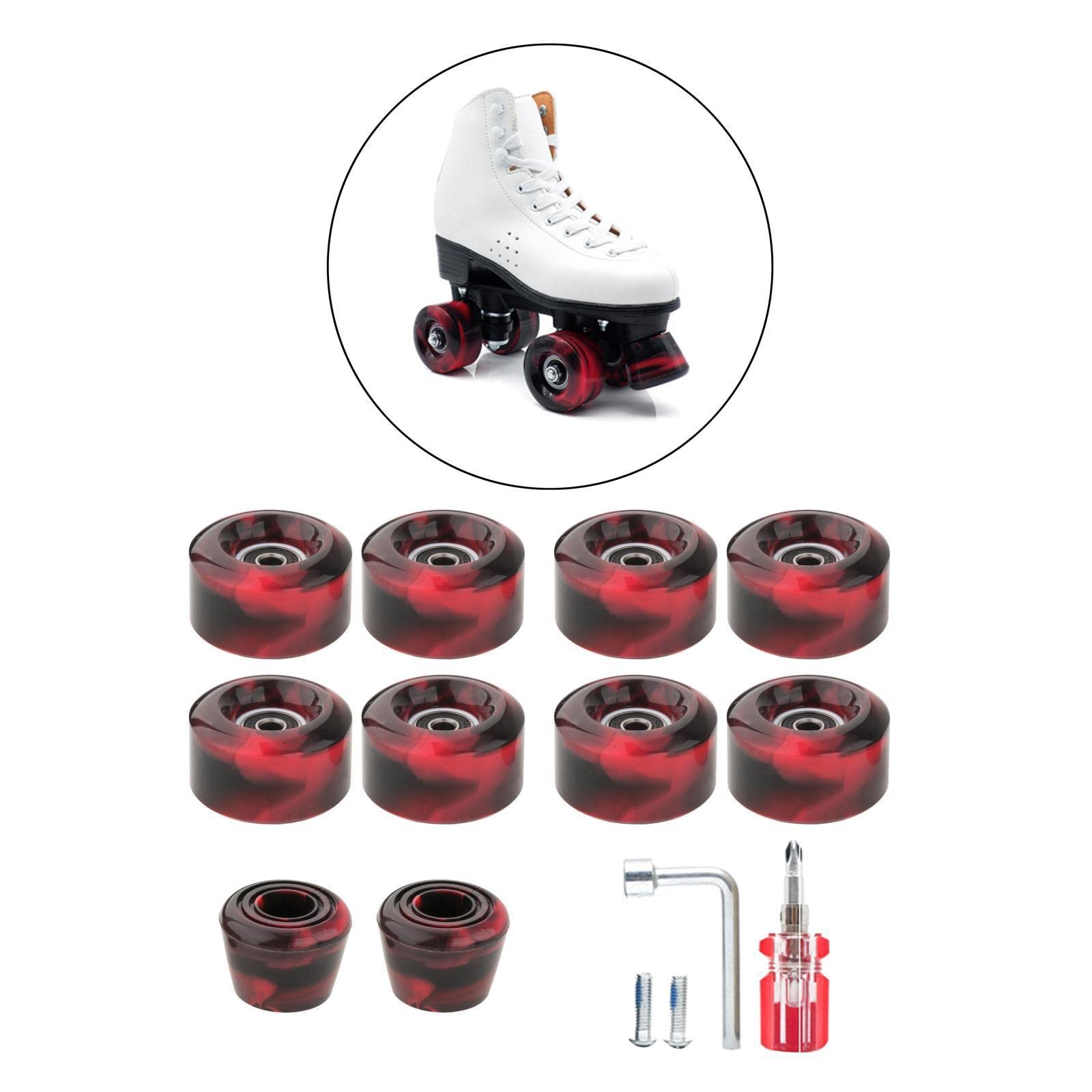 Lot de 8 Roues de Patin à roulettes avec Roulements Installés Quad Wheels pour Patinage à Double Rangée et Planche à roulettes à L'extérieur Ou à L'in