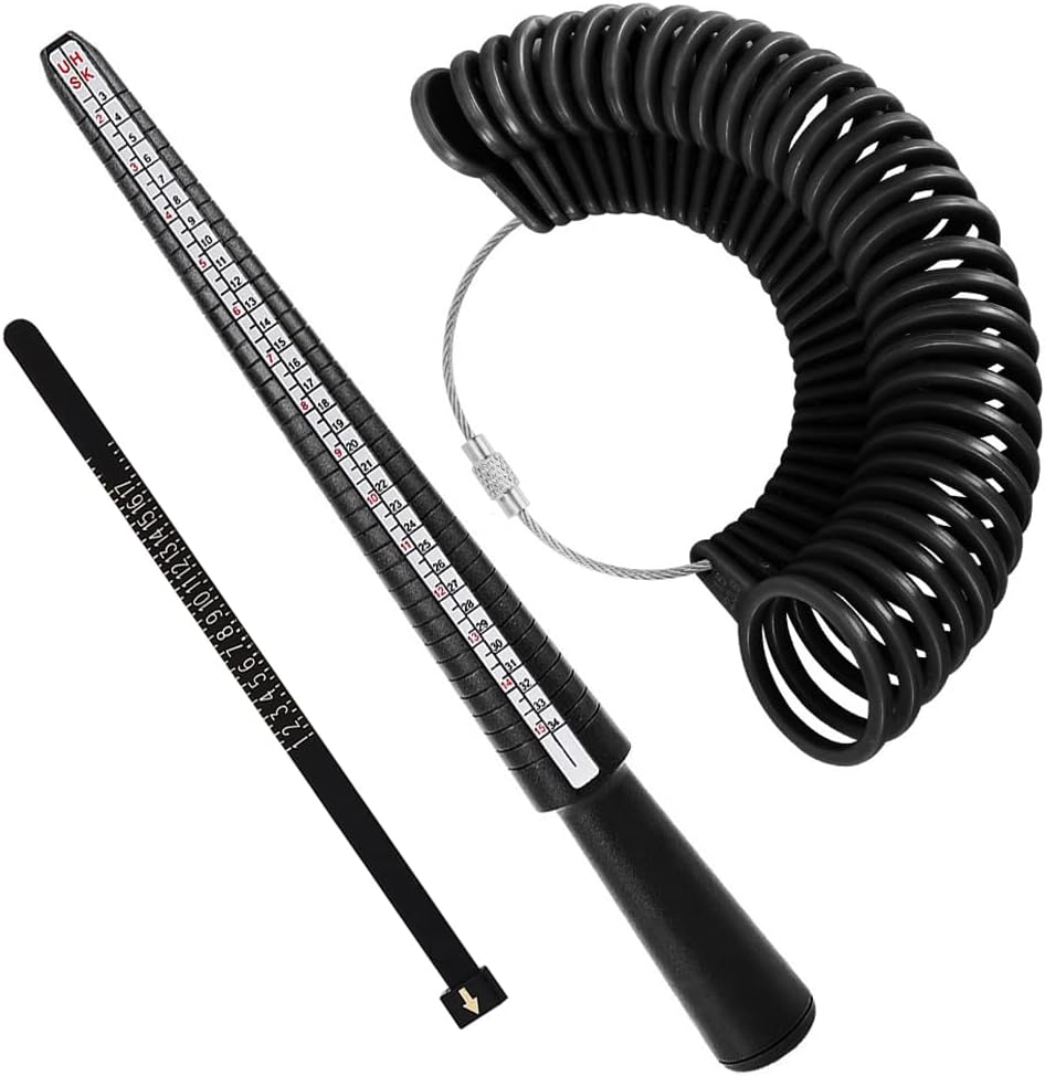 Accmor Ring Sizer Measuring Tool Set, Plastic Ring Gauges with Finger Sizer Mandrel, Four Size Ring Stick Jewelry Mandrel and Ring Gauge Finger Sizing Ring Sizer Tools for Jewelry Making