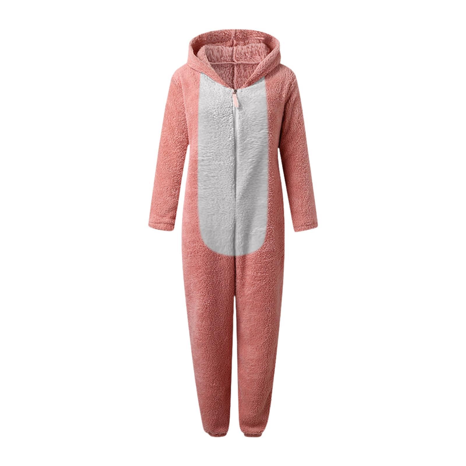 Women's Onesie Pajamas Novelty Outfit Jumpsuit for Halloween Dress up Indoor Pink L-image-16