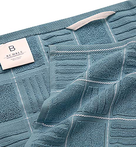 Premium Cotton Kitchen Towels (16" X 26") | Absorbent Dish Towels | 435 Gsm Cotton Tea Towels | Kitchen Hand Towels | Dish Towels For Kitchen | Aqua #TOP3