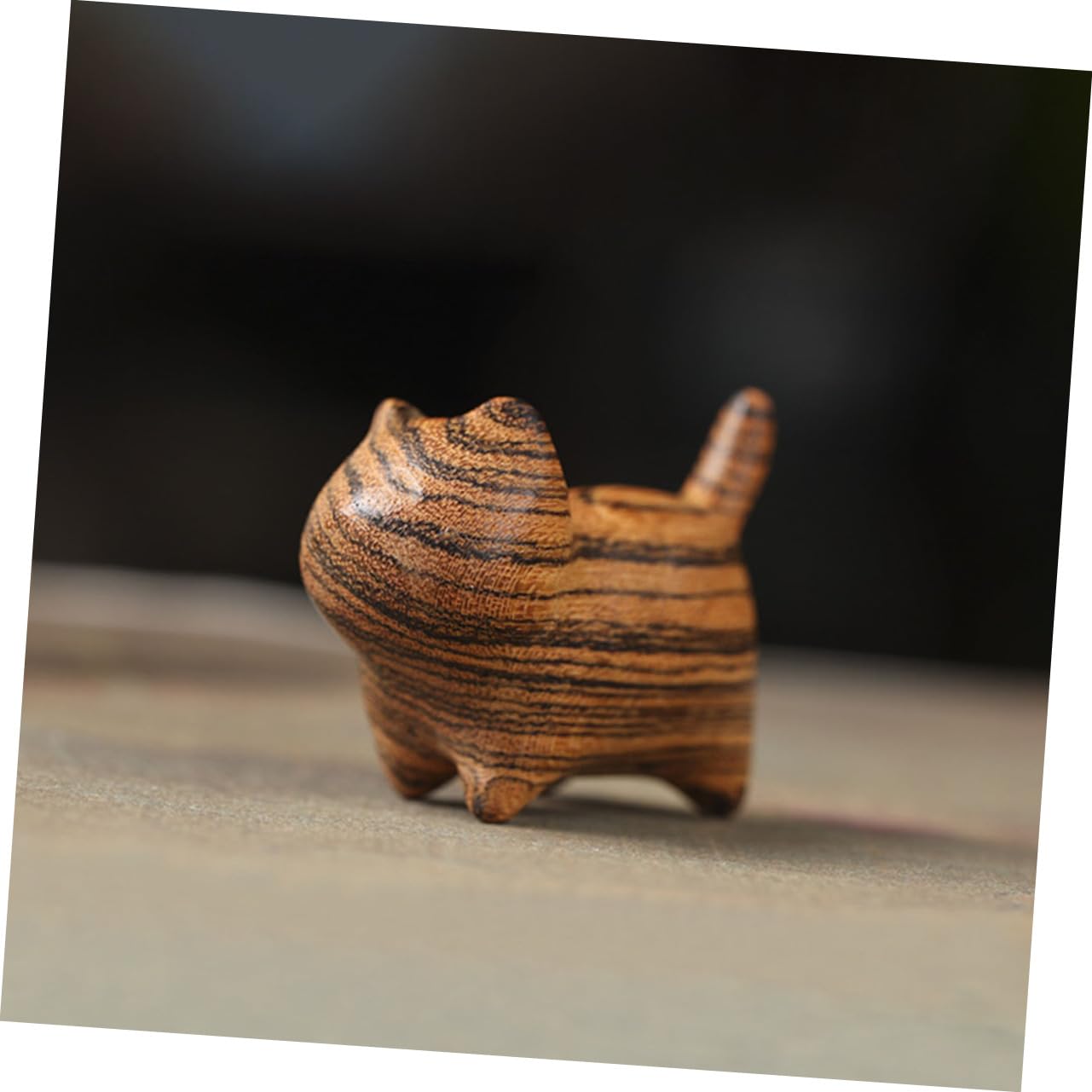 Cabilock 5 Piezas Adorno de Gato Tsundere Juguete leñoso Decoraciones de la casa para el hogar decoración Modelos Gato de Madera Decorativo Escultura Que cuida Gatos Gatito