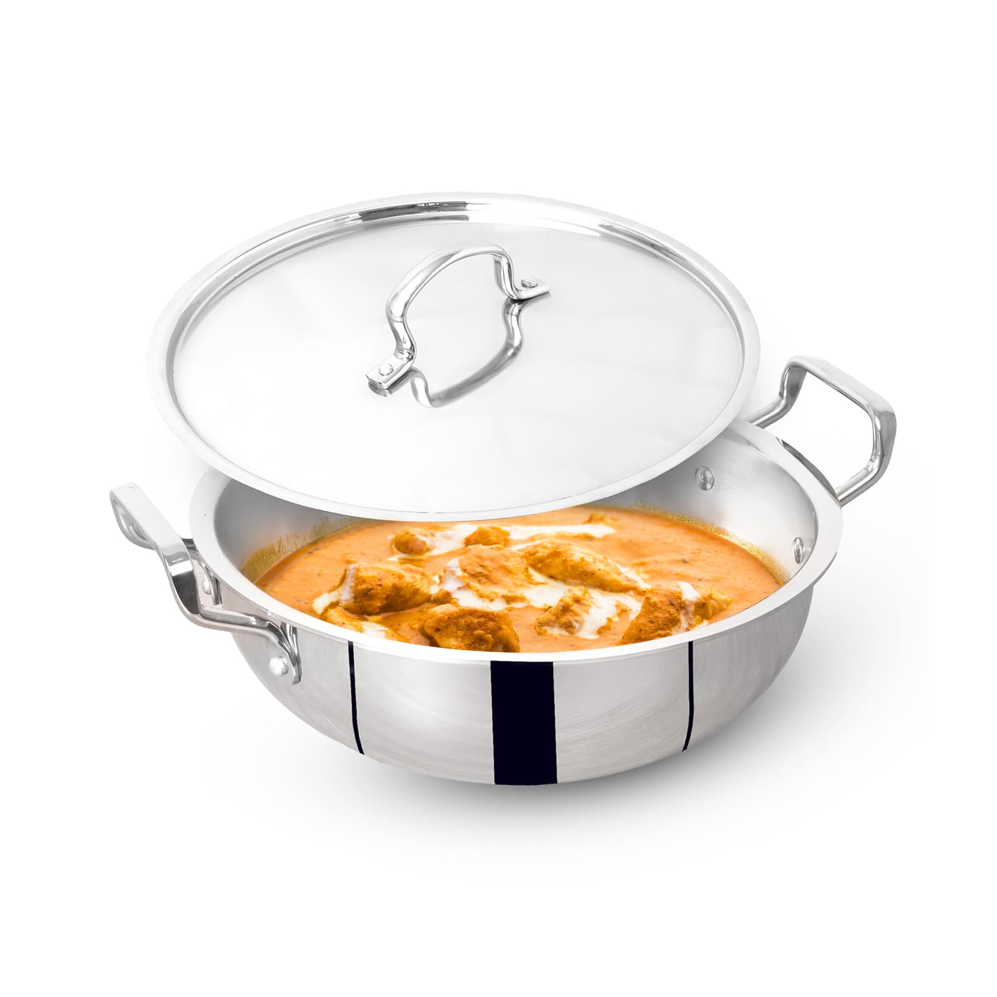 The Indus Valley 2.6 LTR Triply Stainless Steel Deep Kadai