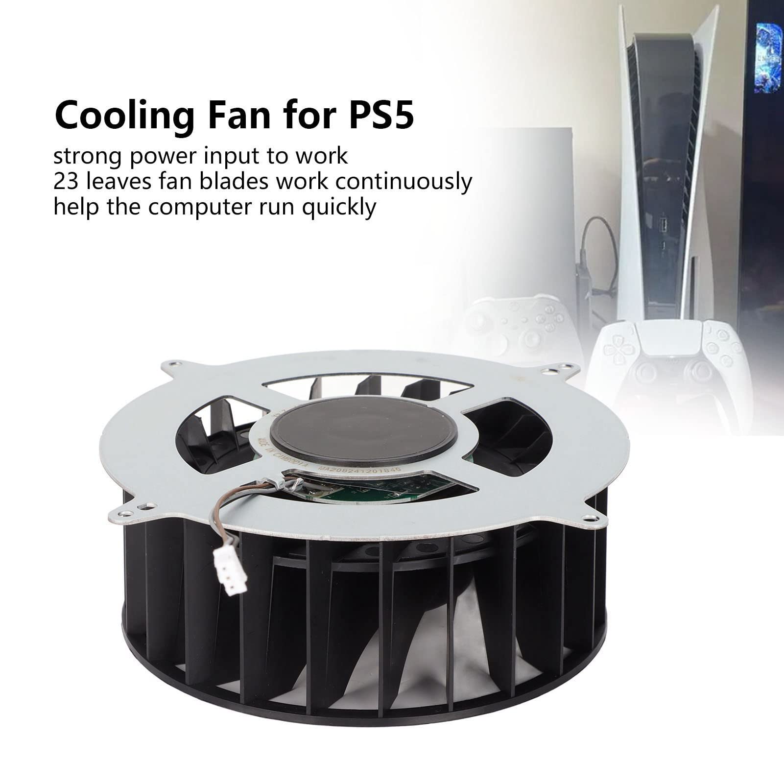 Ventilador de Refrigeración Interno de Repuesto para PS5, Ventilador de Refrigeración Silencioso de 23 Aspas de 3 Pines CC 12 V 2,4 A, Compatible con Ventiladores de la Serie Playstation 5