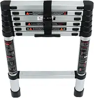 Escada de extensão telescópica de 1,6 m, escadas dobráveis de alumínio telescópica, degrau de escada dobrável leve para trailer, sótão, casa, capacidade de 150 kg